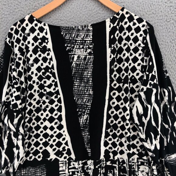 Haani Dress Womens 2X Petite Black Shift Tunic Travel Knit Cut Out Long Sleeves - Picture 4 of 8